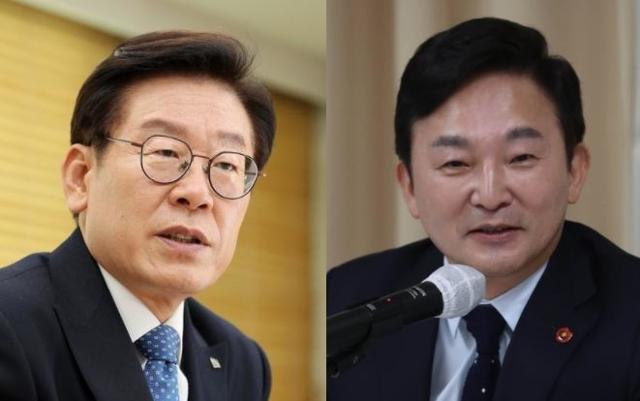 이재명(왼쪽) 경기지사와 원희룡 제주지사. 한국일보 자료사진, 국회사진기자단