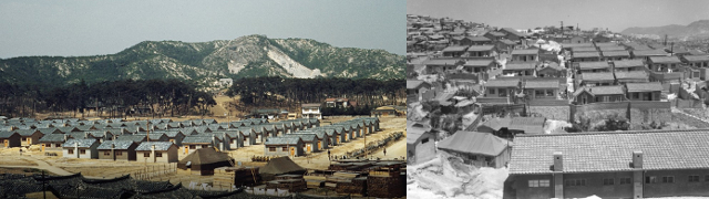 6·25전쟁 후 이승만 정부는 외국 원조자금과 자재를 주택 생산에 대거 투여했다. 서울 회기동에 조성된 UNKRA(유엔한국재건단) 주택단지(1955년)와 한미재단 원조주택 중 단독주택 단지(1958년). 마티 제공