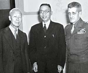 해방정국 주역들인 (왼쪽부터) 이승만, 김구, 하지(1945년 11월 24일, 김구 귀국 다음 날). [중앙포토]