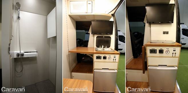 운전석에서 실내로 이동할 수 있는 워크스루와 확장 테이블 적용 시