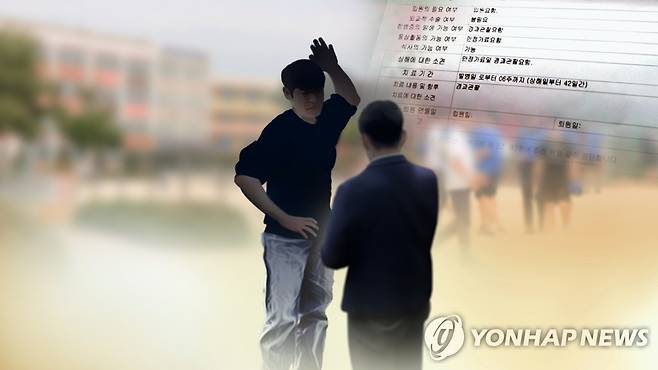 교사 폭행 (CG) [연합뉴스TV 제공 사진으로 기사 내용과 관계없음]