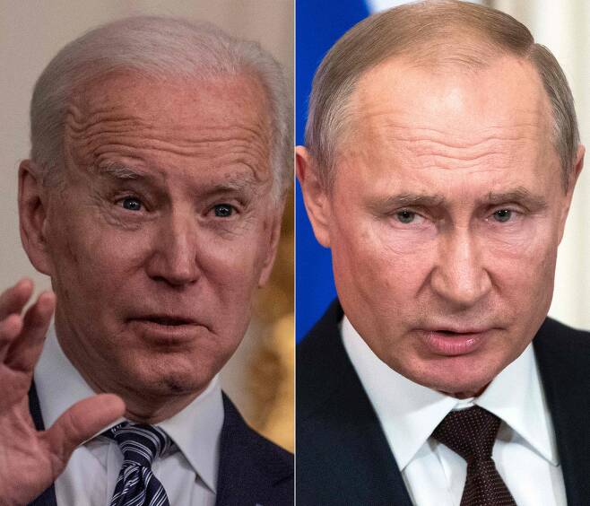 조 바이든(왼쪽) 미국 대통령과 블라디미르 푸틴 러시아 대통령. /AFP=연합뉴스