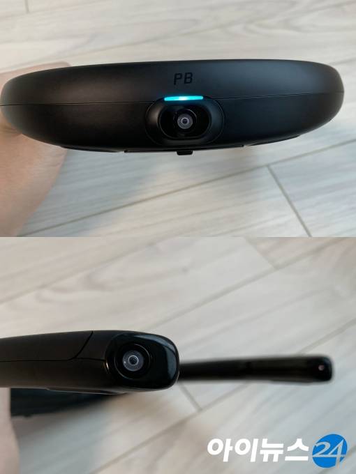 카메라는 목덜미 쪽에 1개, 전방 좌우에 각 1개씩 총 3개가 탑재돼 있다. [사진=서민지 기자]