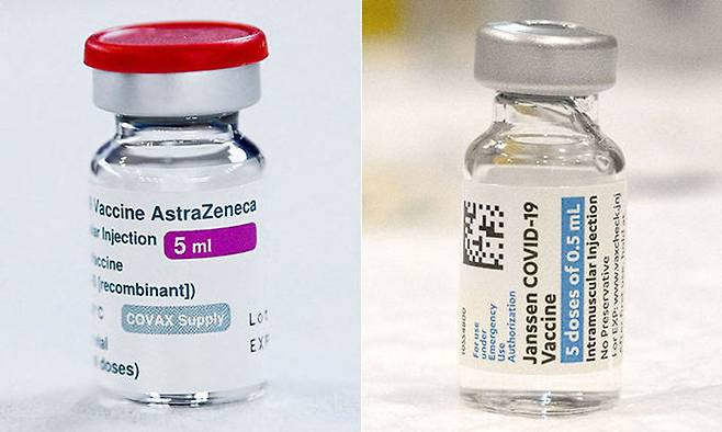 아스트라제네카(왼쪽)와 얀센의 신종 코로나 바이러스 감염증(코로나19) 예방 백신.