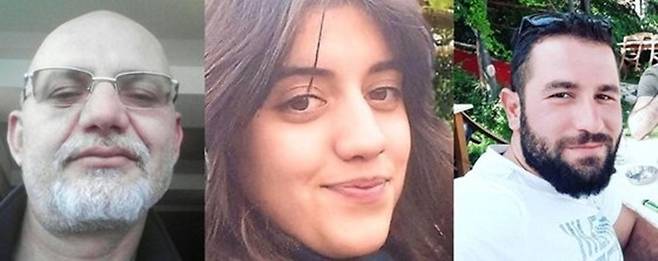 영국 데일리스타는 지난 12일(현지시각) 터키에서 한 아버지가 자신의 반대를 무릅쓰고 결혼한 딸에게 총을 난사한 사고를 보도했다. 사진은 왼쪽부터 아버지 알판 아크카오즈, 딸 카디예 텡기즈, 그녀의 남편인 오이툰 사파 텡기즈의 모습. /사진=뉴스1(뉴스플래시)