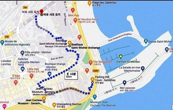 망통 여행 지도.