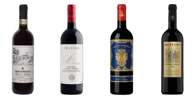 왼쪽부터 키안티 서브존인 루피나와 콜리 세네시에서 생산한 ‘키안티DOCG’ 와인, 1141년부터 와인을 만든 바론 리카솔리의 ‘키안티 클라시코DOCG’ 와인, ‘키안티 클라시코DOCG’의 최고등급인 그란셀레치오네 와인. 각 와이너리 홈페이지 캡처