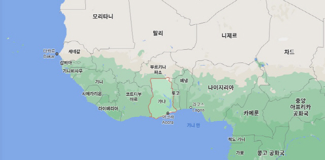 아프리카 서부 국가들. /구글맵 캡쳐