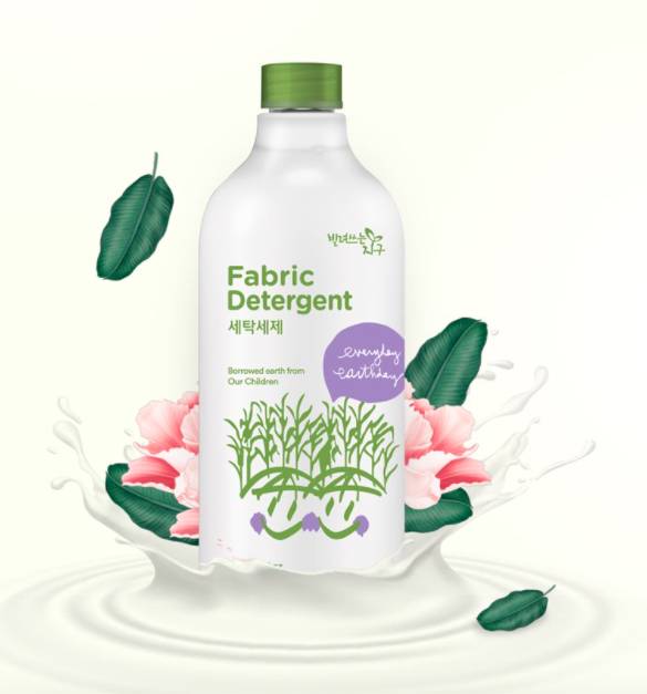 빌려쓰는 지구 세탁세제 - 드물게 약산성이라 섬유에도 순한 세탁세제. 바이오 플라스틱을 사용했고 라벨 분리가 쉽다.