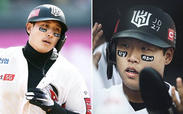 KT 황재균(왼쪽) 강백호