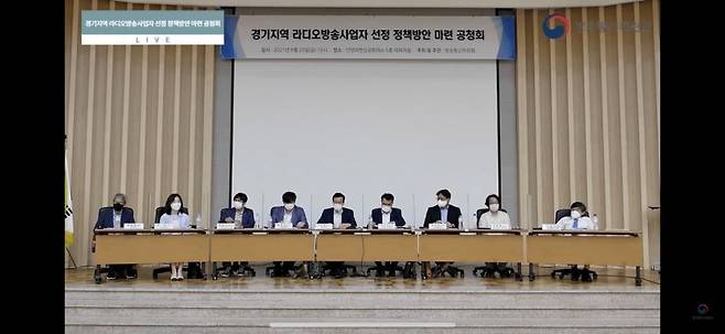 ▲25일 '경기지역 라디오방송사업자 선정 정책방안 마련 공청회' 모습.