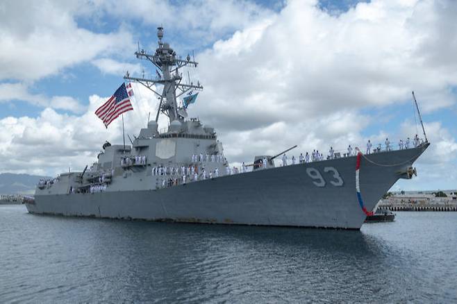 미 해군 이지스구축함이 하와이 진주만에 입항하고 있다. 세계일보 자료사진