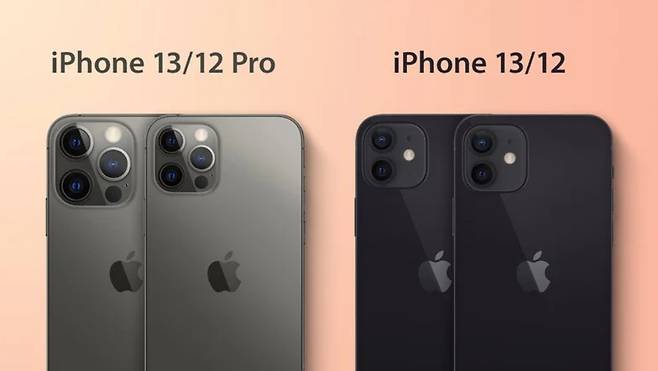 아잉폰12와 아이폰13(예상) 후면 디자인 비교. 각각 왼쪽이 아이폰13, 오른쪽이 아이폰12. [출처=맥루머스]