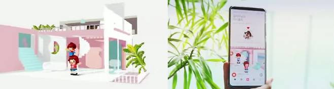 3D로 구현된 미니룸과 미니미(왼쪽), 모바일에서의 싸이월드 사용 모습 예시 [사진 제공 : 싸이월드제트]