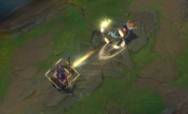 탄을 모은 뒤 총알을 날리는 아크샨의 궁극기(사진=리그 오브 레전드 공식 홈페이지 발췌).