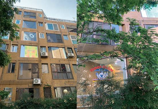 세월의 흔적이 묻어나는 대림맨숀 외관.