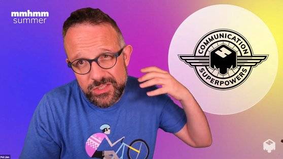 화상으로 만난 필 리빈 으흠(mmhmm) 공동창업자 겸 CEO. 화면은 으흠이 적용된 모습. 김정민 기자