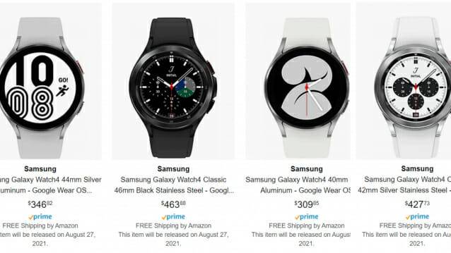 아마존 캐나다 홈페이지에 올라온 갤럭시워치4 시리즈. (사진=아마존 홈페이지 갈무리)