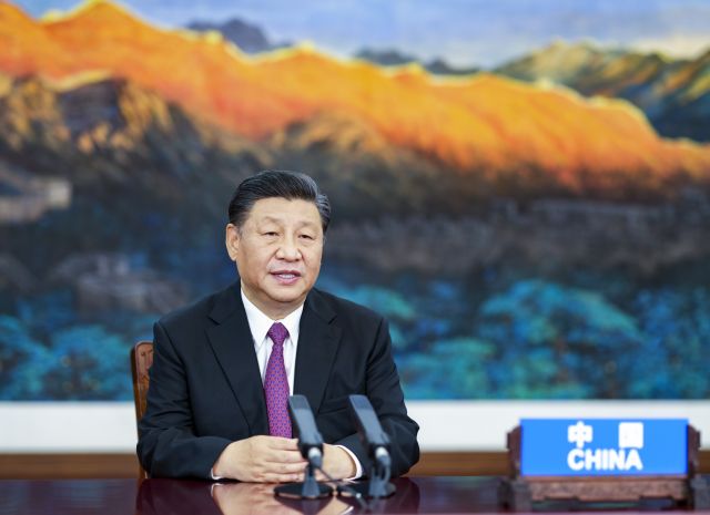 시진핑 중국 국가주석이 지난 16일 베이징에서 아시아태평양경제협력체(APEC) 화상 특별정상회의에 참여해 연설하는 모습. 신화연합뉴스