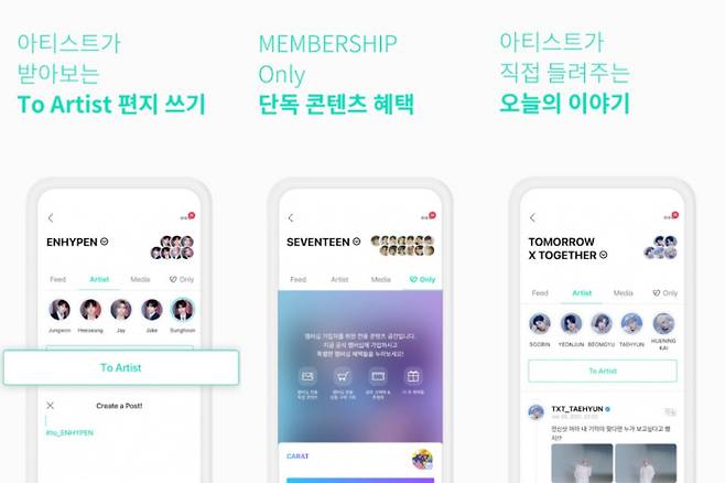 ‘위버스’는 하이브 자회사 위버스컴퍼니가 개발·운영하는 팬덤 플랫폼이다. 위버스 제공