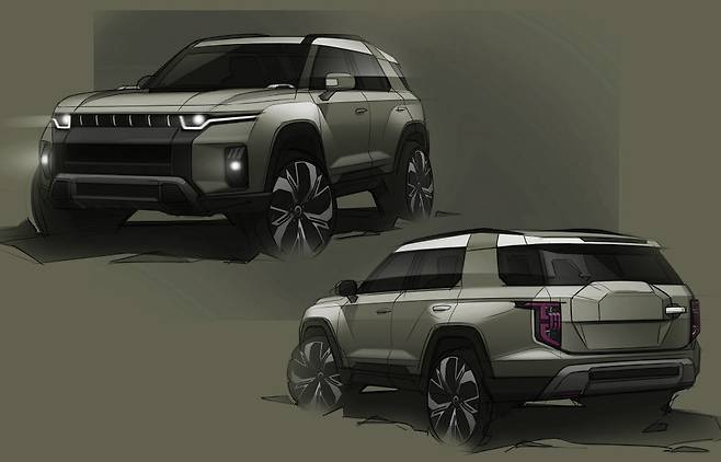 쌍용차가 6월 공개한 중형 SUV J100 디자인 스케치.