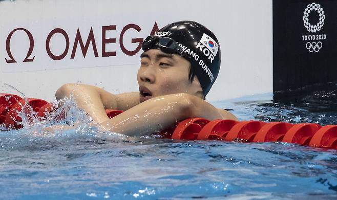 26일 일본 도쿄 수영 센터에서 열린 남자 자유형 200m에 출전한 황선우 선수/이태경 기자