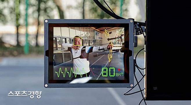 비접촉 영상 촬영 방식으로 선수들의 모습을 파악해 맥파를 검출, 심박수를 체크한다. 이 기술은 향후 운전자 안전주행 부분에 도 적용될 수 있다.