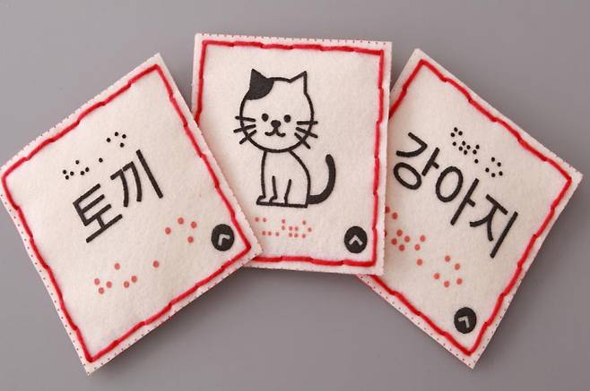 이마트는 ‘아이들과 미래재단’을 통해 전국 맹아학교에 임직원들이 직접 손바느질을 통해 제작한 점자 촉각 단어 카드 1500세트를 기부했다.