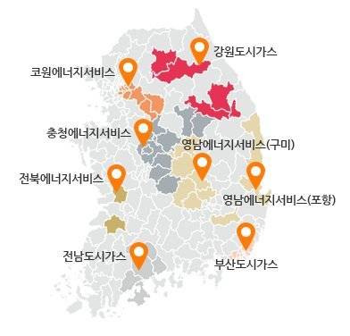 SK E&S의 도시가스 자회사 현황. SK E&S 제공.