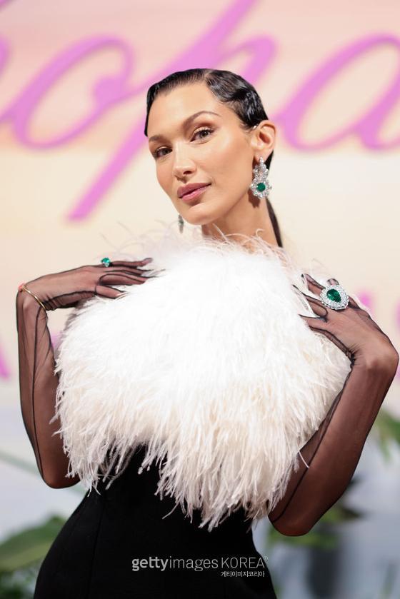 CANNES, FRANCE - JULY 07: Bella Hadid attends a dinner hosted by Chopard during the 74th annual Cannes Film Festival on July 07, 2021 in Cannes, France. (Photo by Andreas Rentz/Getty Images)