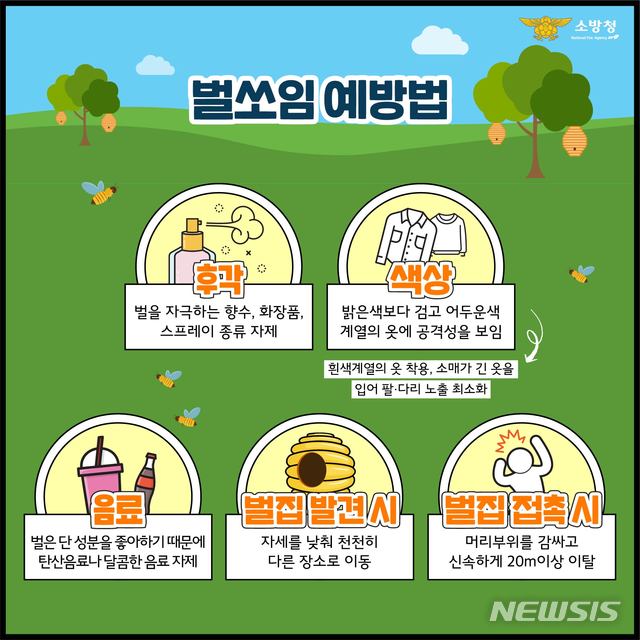 벌 쏘림 예방 소방청 홍보물.
