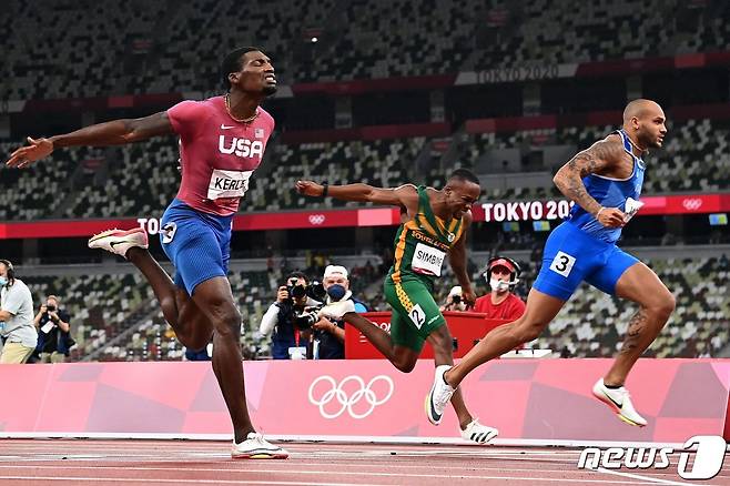 이탈리아의 마르셀 제이콥스가 2020 도쿄 올림픽 육상 100m에서 우승했다. © AFP=뉴스1
