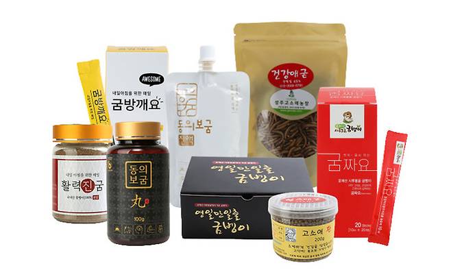 경북도의 농산물 쇼핑몰인 ‘사이소’에서 판매하는 다양한 식용곤충 제품. 경북도 제공
