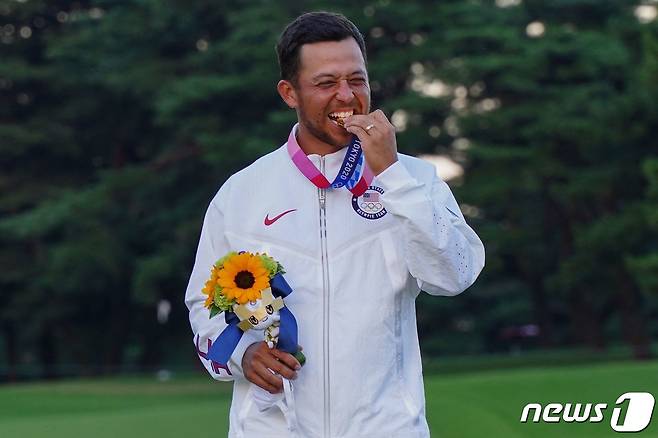 2020 도쿄 올림픽 남자 골프 금메달리스트 잰더 슈펠레. © AFP=뉴스1