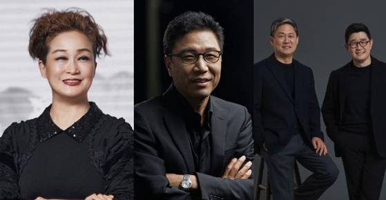 CJ 이미경 부회장, SM엔터테인먼트 이수만 총괄 프로듀서, 카카오엔터테인먼트 김성수·이진수 공동대표 / 사진 각 기업 제공