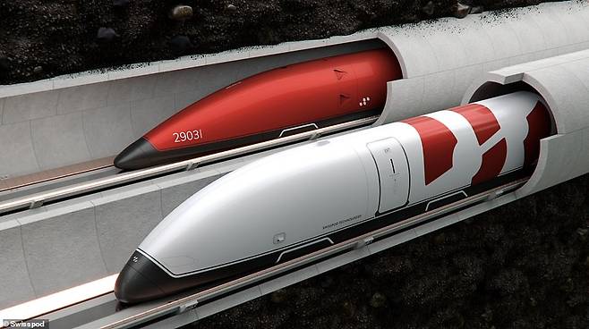 스위스포드가 개발 중인 하이퍼루프 열차의 이미지.(사진=스위스포드)