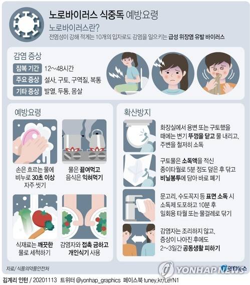 [그래픽] 노로바이러스 식중독 예방요령 (서울=연합뉴스) 장예진 기자 = jin34@yna.co.kr