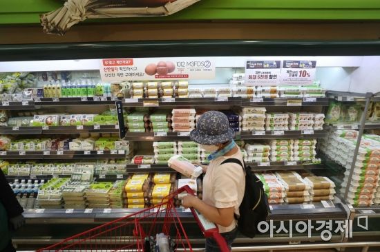 3일 서울 시내 한 대형마트에서 시민들이 장을 보고 있다. 이날 통계청이 발표한 7월 소비자물가동향에 따르면 지난달 농축수산물 가격은 1년 전보다 9.7% 상승했다. 특히 계란이 57.0% 급등해 2017년 7월(64.8%) 이후 4년 만의 최고치를 기록했다. /문호남 기자 munonam@