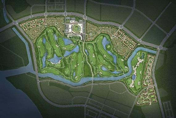 솔라시도 골프&빌리지 배치도. 솔라시도CC 페어웨이를 따라 들어 서게 될 주택 단지가 현재 분양중이다. /사진=솔라시도