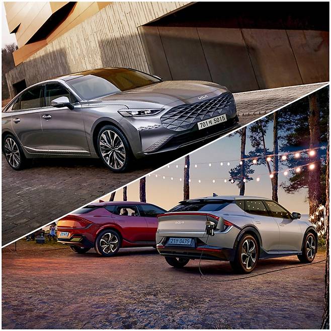 전기차는 연료비와 세금 등 유지비가 적게 드는 데다 운행하면서 이전에 느끼지 못했던 감성에 대한 입소문이 퍼져 신차 구입을 앞둔 이들이 선택지에 포함하고 있다. 사진 위 기아 K8, 아래 EV6 /사진제공=기아