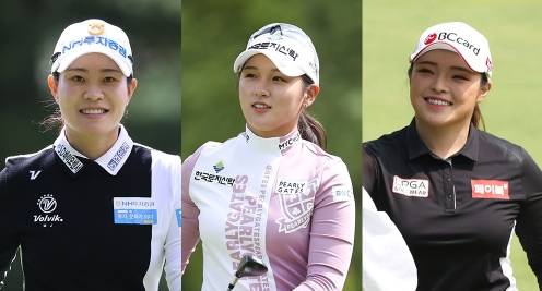 2021년 한국여자프로골프(KLPGA) 투어 '제10회 KG·이데일리 레이디스 오픈'에 출전하는 박민지, 박현경, 장하나 프로. 사진제공=KLPGA