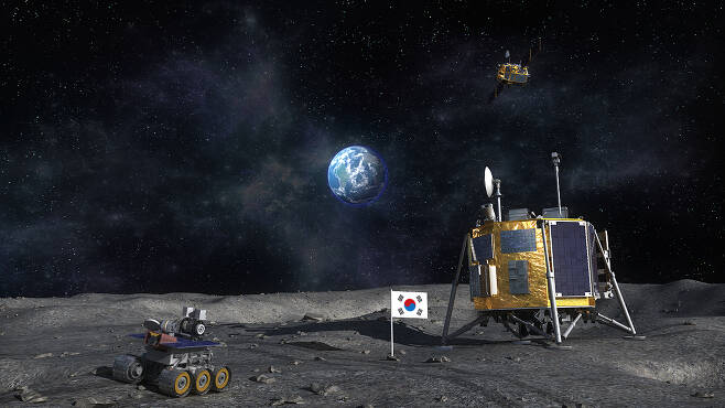 한국형 달탐사 궤도선과 착륙선 이미지.[한국항공우주연구원 제공]