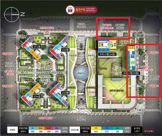 롯데백화점 동탄점은 주상복합 아파트인 동탄역 롯데캐슬 아파트, 오피스텔과 붙어 있어 주차장 진출입구가 두곳 뿐이다. [사진 독자]