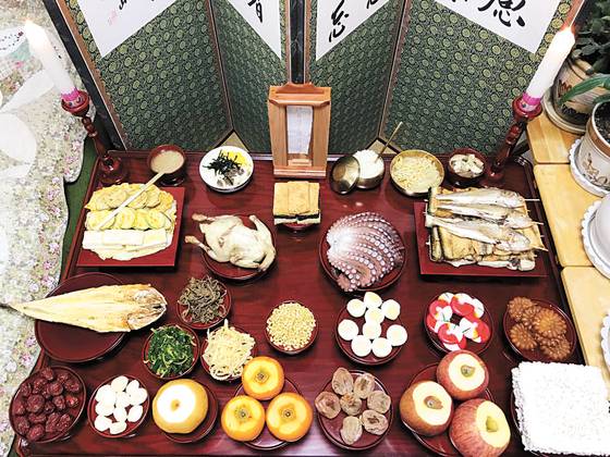 일반 가정의 설 차례상. [사진 한국국학진흥원·칠곡군]