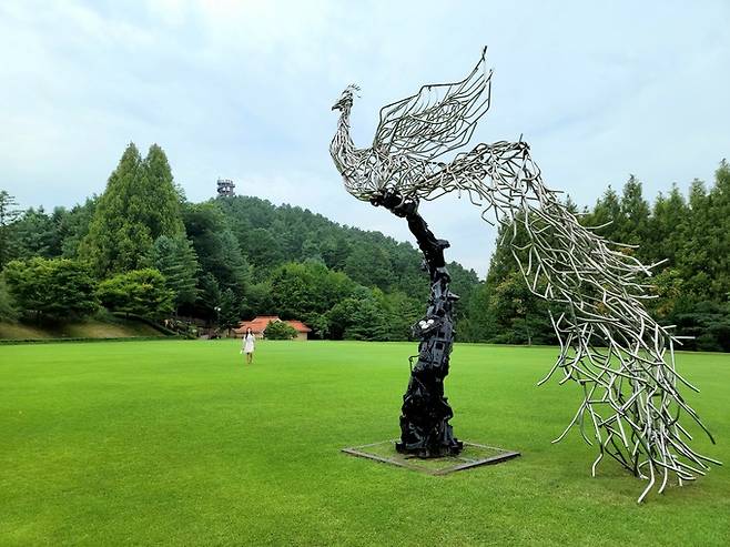 청남대 헬기장 잔디광장 봉황 조각품