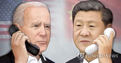 바이든 미국 대통령 - 시진핑 중국 국가주석 통화 (PG) [홍소영 제작] 일러스트
