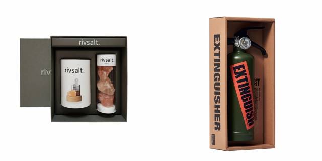 롯데마트의 ‘리브솔트 히말라야(왼쪽)’, ‘SAFE LIFE 디자인 분말 소화기’. 롯데마트 제공