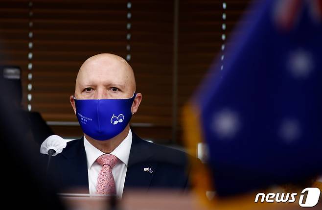 피터 더튼 호주 국방장관이 9월 13일 한국을 방문, 서욱 국방장관과 회담하고 있다. © 로이터=뉴스1 © News1 박형기 기자