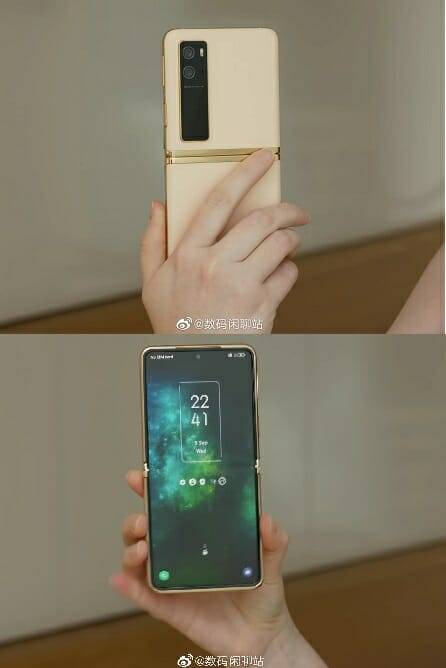 중국 웨이보에서 공개된 TCL의 폴더블 스마트폰 실물 (사진=웨이보 @수마셴랴오잔)
