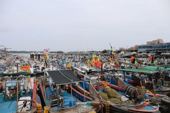 태풍 찬투가 북상에 목포 북항 항포구에 피항한 선박들 ⓒ 아시아경제